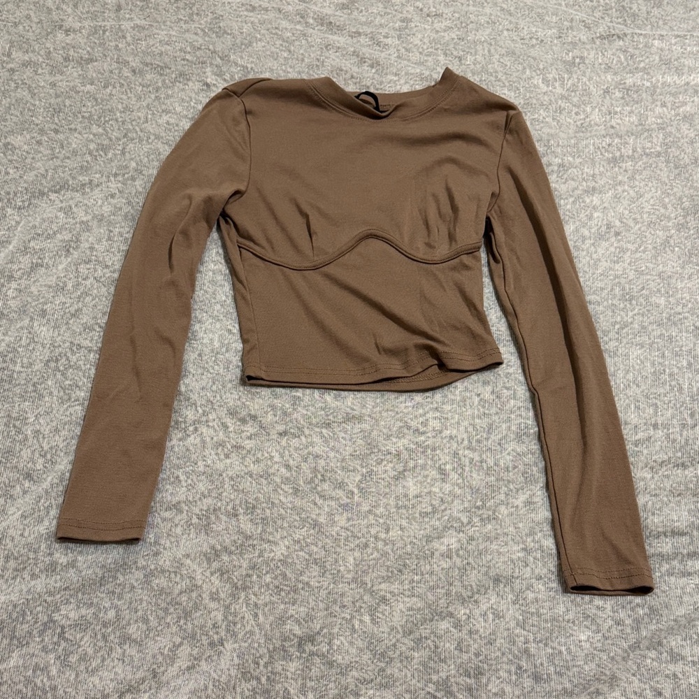 SHEIN Chocolate Brown Long Sleeve Top